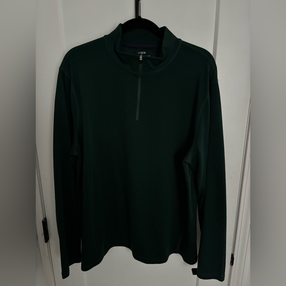 J.Crew Performance Dark Green Quarter-Zip Pullover - Picture 1 of 4